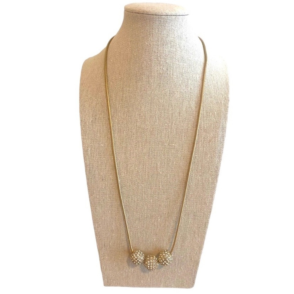 Chico’s Convertible Matted Gold Colored Rhinestone Ball Necklace